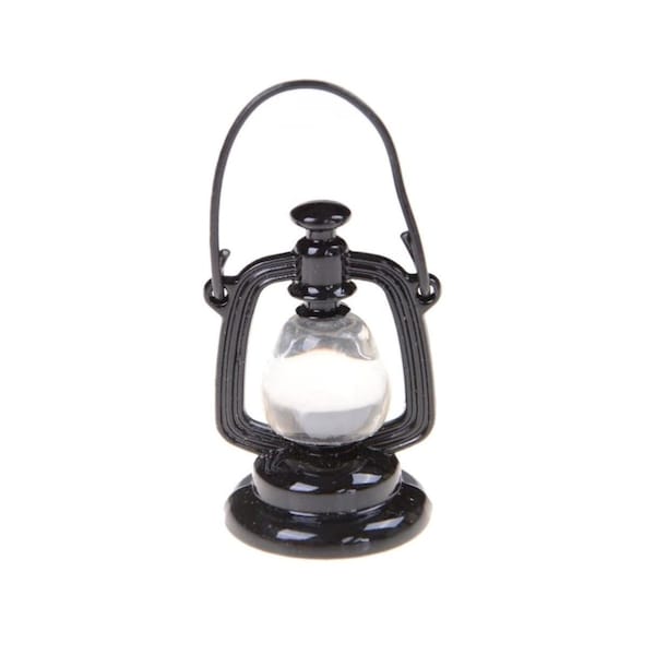 Miniature Dollhouse Fairy Garden Black Metal Kerosene Lantern - Buy 3 Save 15%