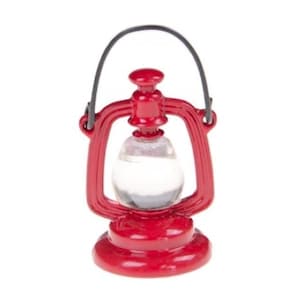Miniature Dollhouse Fairy Garden Red Metal Kerosene Lantern