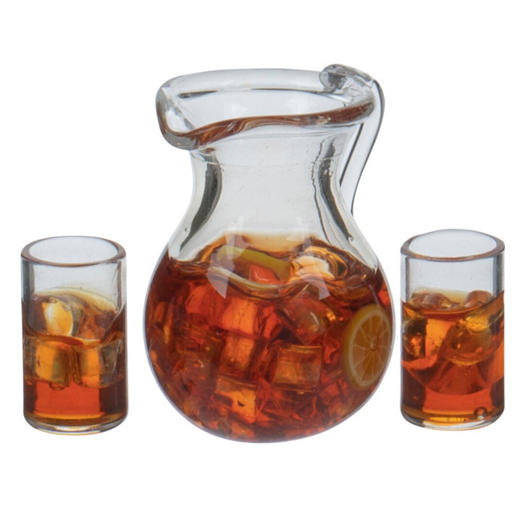 Ice Tea Pitcher Set Miniature Dollhouse Fairy Garden Ice Tea Pitcher W/ 2 Glasses - Etsy