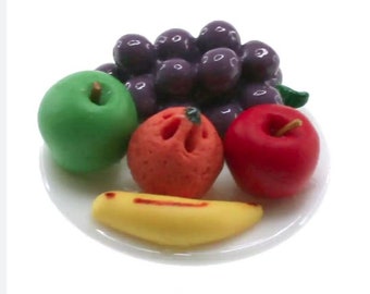 Plato de frutas para jardín de hadas en miniatura para casa de muñecas: compra 3 y ahorra un 15 %.