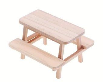 Miniature Dollhouse Fairy Garden Unfinished Wood Picnic Table