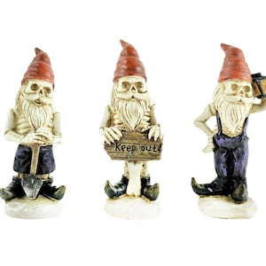 Miniature Fairy Garden Set of 3 Halloween Skeleton Gnomes - Buy 3 Save 15%