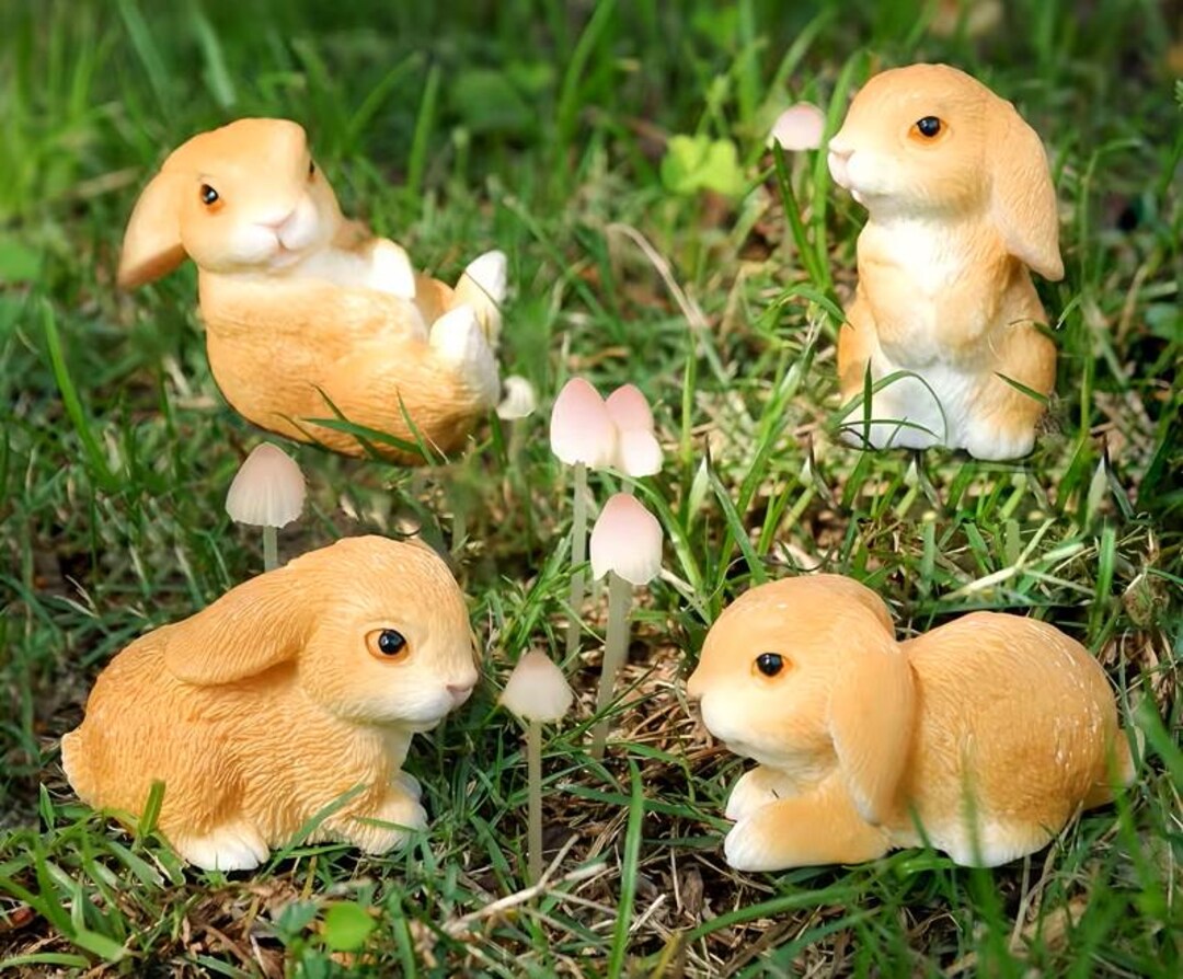 Miniature Brown Rabbits Miniature Fairy Garden Set of 4 Brown Rabbits - Etsy