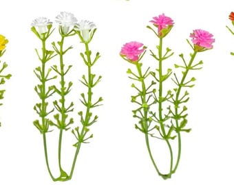 Juego de 4 flores de plástico para jardín de hadas en miniatura