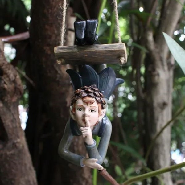 Miniature Fairy Garden 5.5" Pixie Hanging from Swing