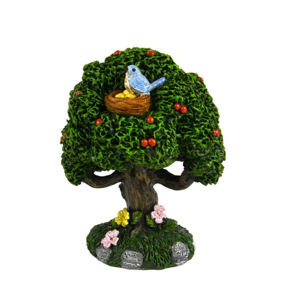 Miniature Dollhouse FAIRY GARDEN ~ Sharing Secrets ~ Girl on Tree Stump w Bird 