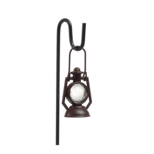 Miniature Fairy Garden Rustic Metal Lantern w/ Shepherd&#39;s Hook - Buy 3 Save 15%