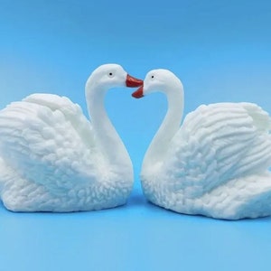 Miniature Dollhouse Fairy Garden Set of 2 White Swans - Buy 3 Save 15%