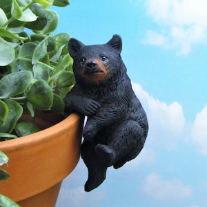 Miniature Fairy Garden Black Bear Flower Pot Hugger