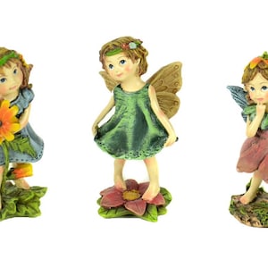 Miniature Dollhouse Fairy Garden S/3 Standing Flower Fairy Girls