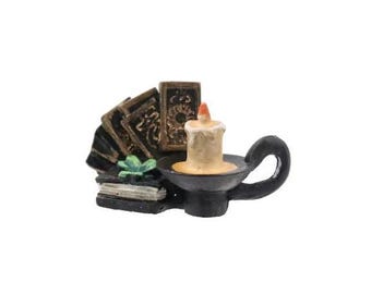 Vela de Halloween y cartas del tarot para jardín de hadas en miniatura