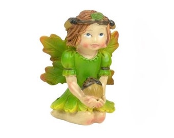 Miniature Fairy Garden Fall/Harvest Fairy Holding Acorn - Buy 3 Save 15%