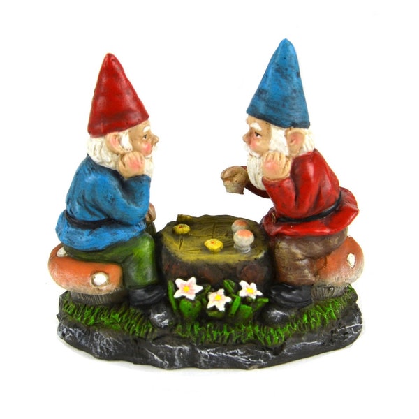 Miniature Fairy Gnome Garden Gnomes Playing Chess - Buy 3 Save 15%