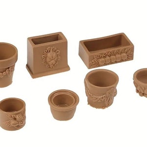 Miniature Dollhouse Fairy Garden Set of 7 Assorted Planter Pots