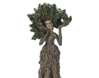 Miniature Fairy Garden 8" Tree Ent/Goddess w/ Vine & Leaf Dress