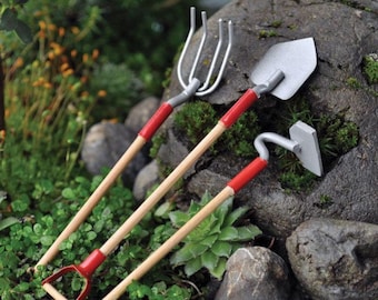 Miniature Fairy Garden 4.5" Red Garden Tools - Set of 3 - Buy 3 Save 15%