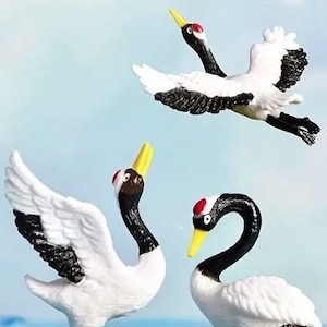 Miniature Dollhouse Fairy Garden Zen Red Crowned Cranes - Set of 3