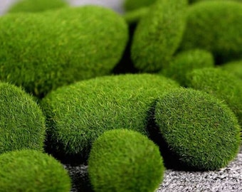 Miniature Fairy Garden Faux Moss Rocks 3 Sizes - Set of 10