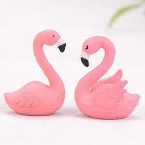 Flamants roses miniatures de jardin féerique - Lot de 2