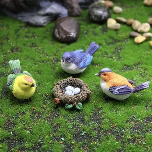 Miniature Dollhouse Fairy Garden Set of 3, 1&quot; Birds w/ Nest