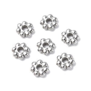 Qty.25, 4x1.2mm Flower Stainless Steel Spacer Beads