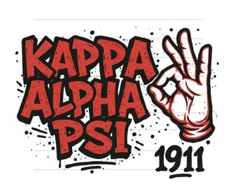 Arte de grafiti Kappa Alpha Psi PNG / Pintura en aerosol roja, letras griegas con señal de OK / Descarga digital urbana KAP 1911