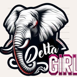 Delta Sigma Theta Elephant &quot;Delta Girl&quot; Image – DST Sorority PNG Elephant– Divine 9 Greek Paraphernalia for Deltas