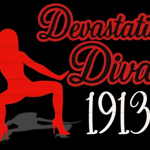 Silueta de Diva Devastadora de 1913 PNG / Caminata de Pato de la Hermandad Delta Diva Devastadora / Clipart de Mujer DST con Brillantina Roja y Diseño de Camiseta