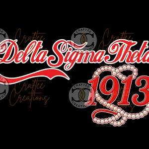 Delta Sigma Theta 1913 Red Script & Pearls Design