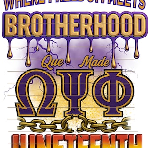 Omega Psi Phi Juneteenth PNG | Que Made Digital Download | African American Greek Shirt Design | ΩΨΦ Fraternity Pride Clipart