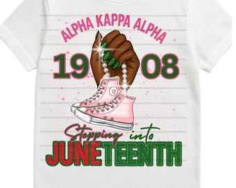 Alpha Kappa Alpha Juneteenth PNG – AKA Stepping Into Juneteenth Design with Pearls, Sneakers & Green Nails | 1908 Sorority Digital Download