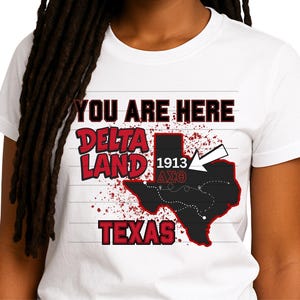 Sie sind hier Delta Land Texas Karte PNG | Delta Delta Theta Sorority 1913 Griechisch Leben Digitaler Download | DST Rot & Creme