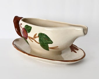 Vintage China Gravy Boat with Attached Underplate Apple by Franciscan England Backstamp