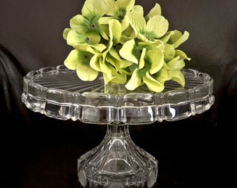 Vintage Round Cake Stand Fostoria Glass COIN Collection