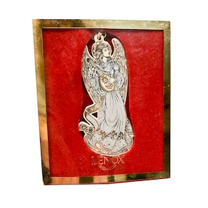 Vintage Lenox Baroque Angel With Mandolin - Boxed Lenox Christmas Ornament