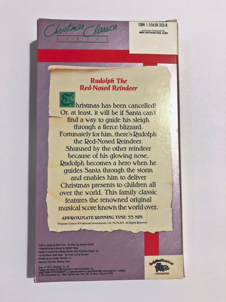 Rudolph the Red Nosed Reindeer Christmas Classic VHS 1965 Broadcast in ...