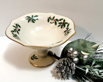 Vintage Lenox Round Compote - Holiday Candy Dish