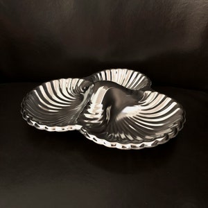 Vintage Stainless Steel Scallop Edged Relish Dish by Meridional Brazil Aco Nobre
