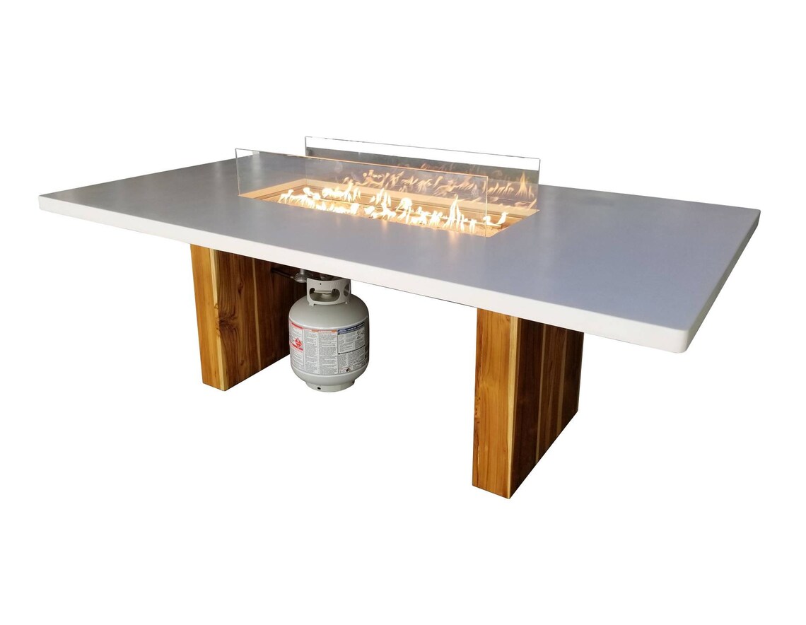 Fire Pit Concrete Table Grill Table propane tank Etsy