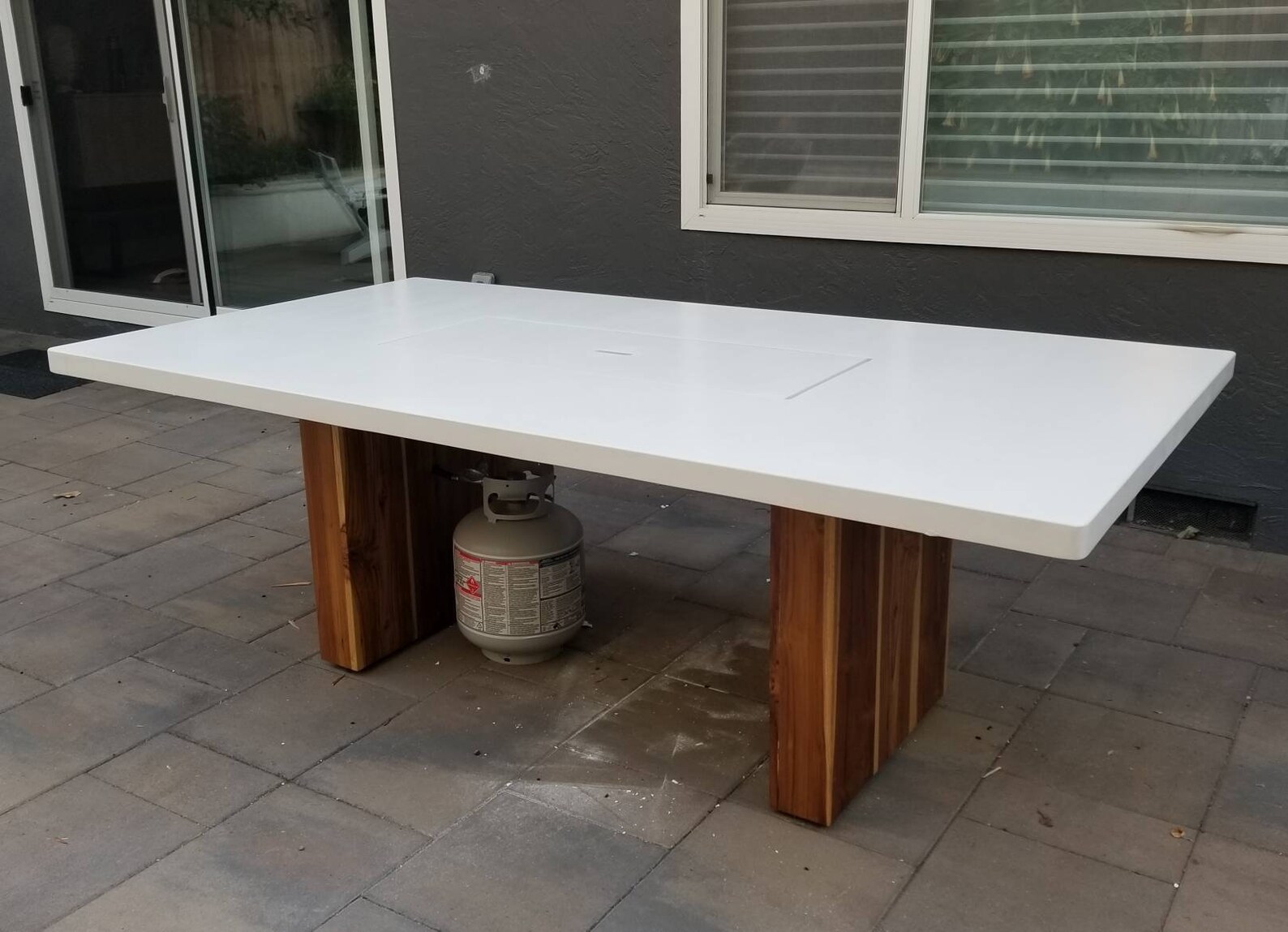 Fire Pit Concrete Table Grill Table propane tank Etsy