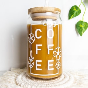 Coffee Flower Glass Cup, Beer Glass Can, Glass Coffee Cup, Soda Glass Can, Iced Coffee Glass, Aesthetic Glass Beer Can, Beer Glass Cup