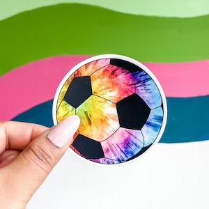 Tie Dye Soccer Ball, vinilo mate, calcomanía para ordenador portátil, regalo para el mejor amigo
