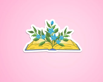 Valentines Day Gift Vinyl Glossy Weatherproof Matte Open Flower Book MacBook decal Best Friend Gift