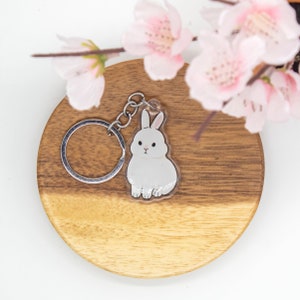 White Vienna Bunny Acrylic Keychain