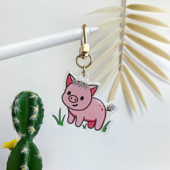 Acrylic pig keychain deals