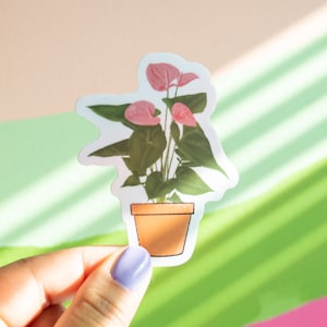 Rosa Anthurium Flamingo Pflanzen Aufkleber 3"