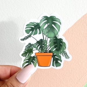 Monstera Blumentopf , Zimmerpflanzen Sticker , Vinyl Matt, Laptop Decal, Beste Freundin Geschenk