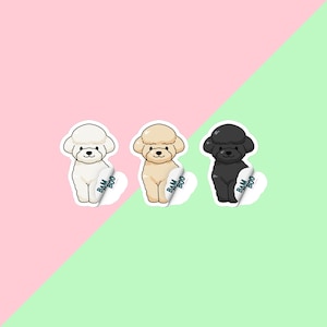 Sticker caniche toy chien, vinyle mat