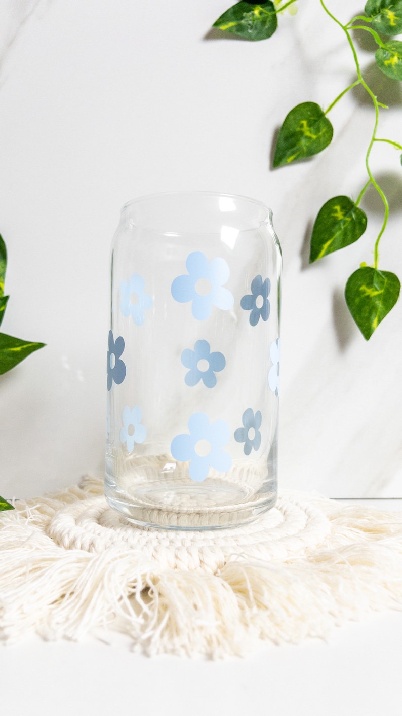 Pastel Color Flower Glass Beer Glass Can Glass Coffee Cup Etsy