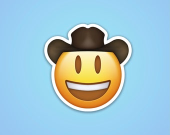 Cowboy Emoji , Vinyl Matte,  Laptop Decal, Best Friend Gift